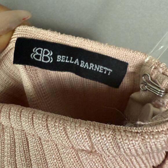Bella Barnett sz S pink asymmetrical shoulder strap fitted‎ knit mini dress NWOT - Picture 6 of 10